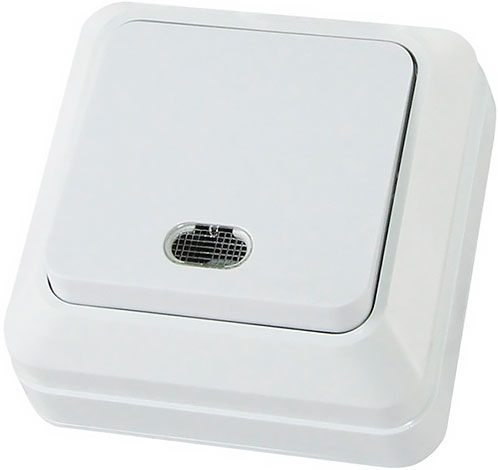 Выключатель 1-клавишный наружный белый с подстветкой SQ1801-0009