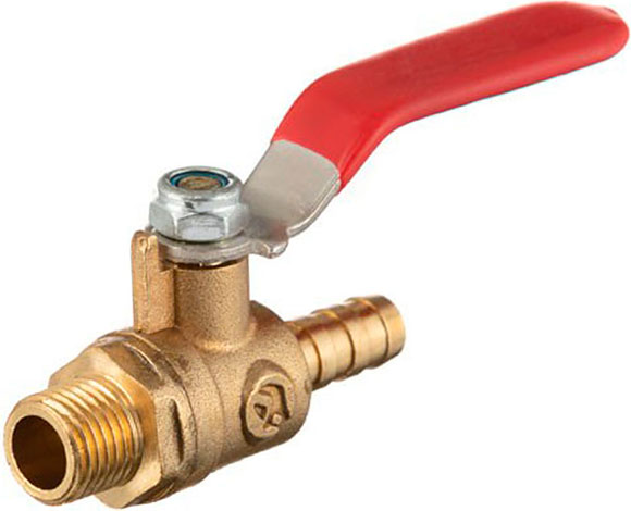 Кран шаровый воздушный латунь наружная резьба 1/4 на шланг 12 мм STORM