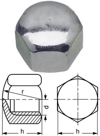 Гайка колпачковая низкая, оцинкованная