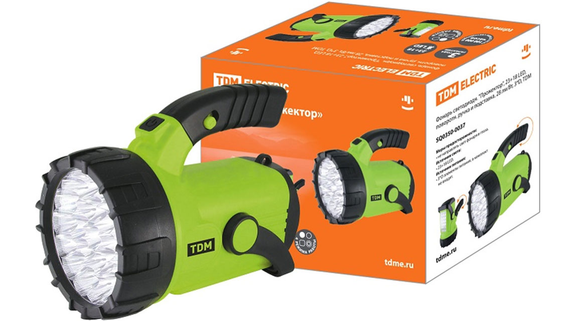 Фонарь Прожектор, 23+18 LED, поворотн. ручка и подставка, 28 лм/Вт, 3*D, TDM
