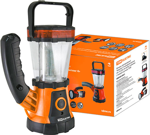 Фонарь светодиодный Кемпинг 4 аккумуляторный, 24+19 LED, 44 лм/Вт, 3 режима с поворотной ручкой, TDM