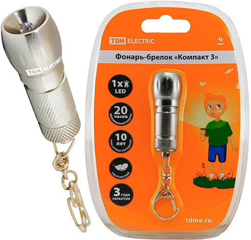Фонарь-брелок Компакт 3, светодиодный 3 лм/Вт, бат. 3 *AG13 TDM