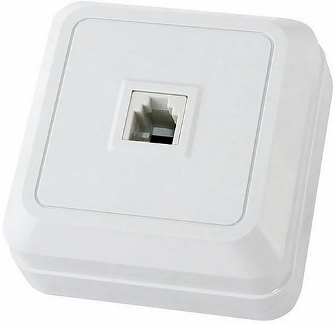Розетка телефонная (RJ-11) открытой установки IP20, белая Ладога TDM