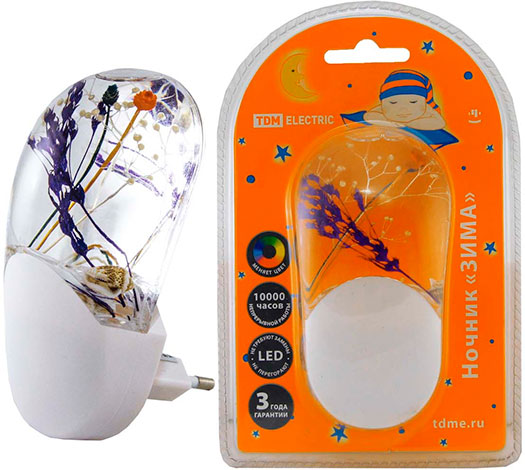 Ночник Зима с датчиком света, светодиодный,1Вт, 220 В TDM