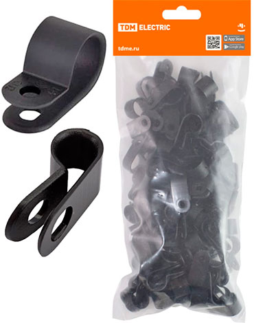 Скоба нейлоновая крепежная черная TDM