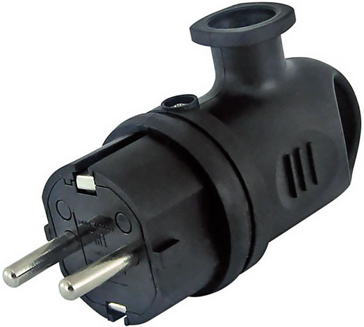 Вилка угловая с ушком каучук 2Р+РЕ 16А 250В IP44 TDM