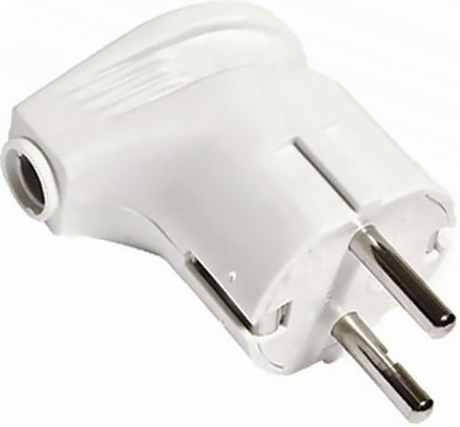 Вилка угловая с заземлением белая 16 А TDM