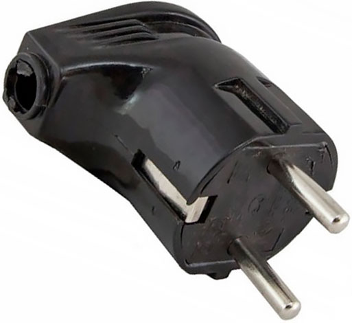 Вилка угловая с заземлением черная 16 А TDM
