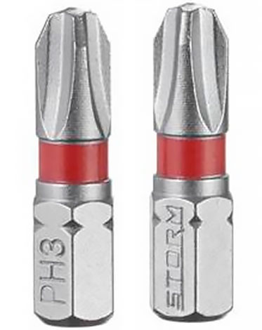 Комплект отверточных насадок PH3 1/4 25 мм S2 уп. 2 шт STORM INTERTOOL