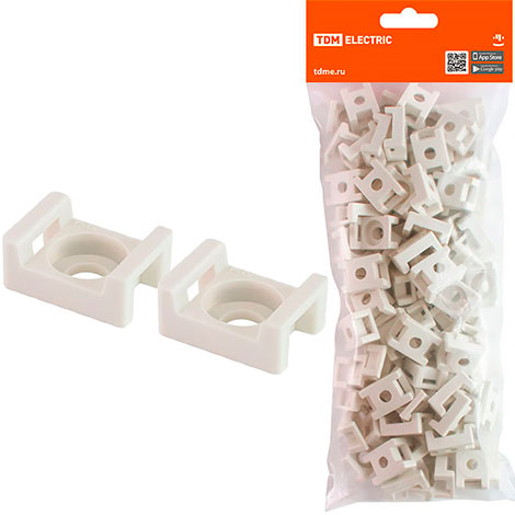 Площадка монтажная с отверстием 23х16 под хомуты белая (100 шт) TDM