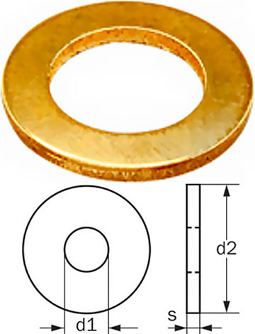 Шайба плоская узкая из латуни DIN 433-1