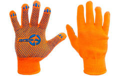 Перчатки  трикотажные х/б с точечным покрытием PVC на ладони оранжевая SP-0131