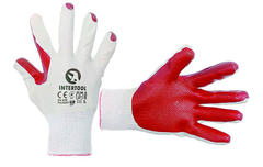 Перчатки  рабочие стекольщика (каменщика) красные трикотажные с латексным покрытием SP-0004