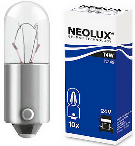 Лампа T4W 24V BA9S NEOLUX