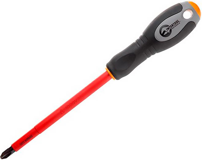 Отвертка крестовая изолированная 1000 В, INTERTOOL
