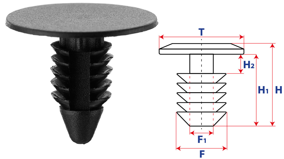 Крепление обшивки, одна шляпка типа ель 10017