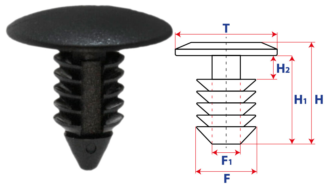 Крепление обшивки, одна шляпка типа ель 10021
