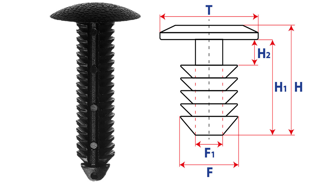 Крепление обшивки, одна шляпка типа ель 10036