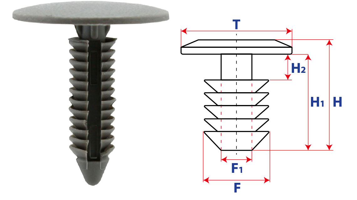 Крепление обшивки, одна шляпка типа ель 10064