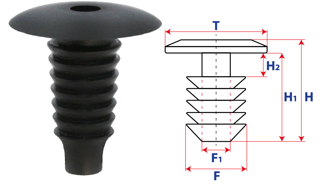 Крепление обшивки, одна шляпка типа ель 10131