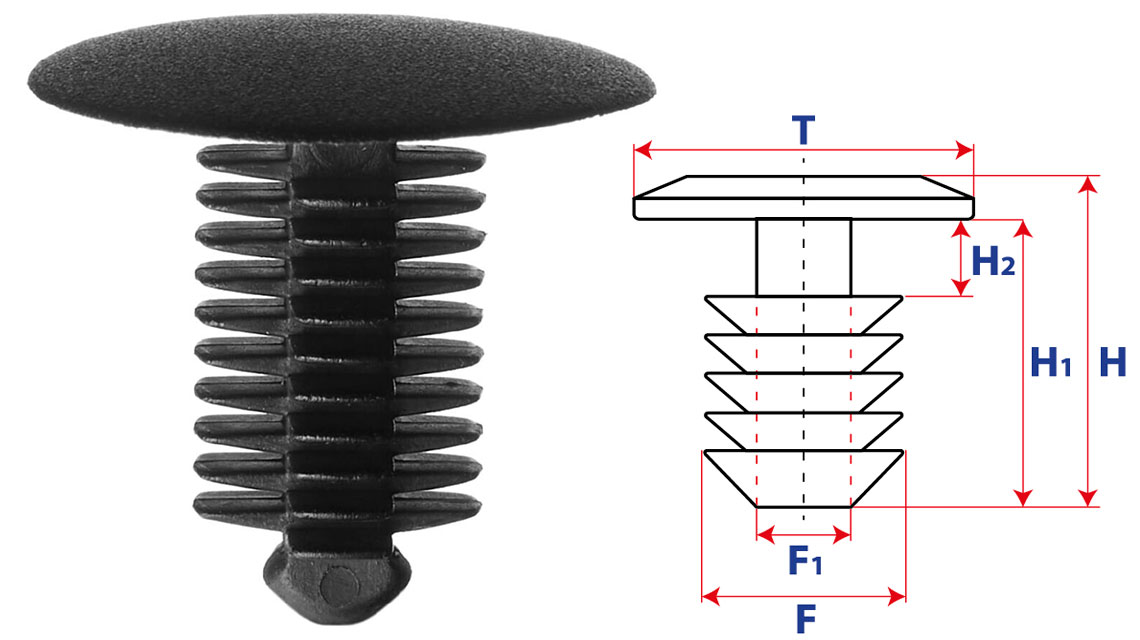 Крепление обшивки, одна шляпка типа ель 10371