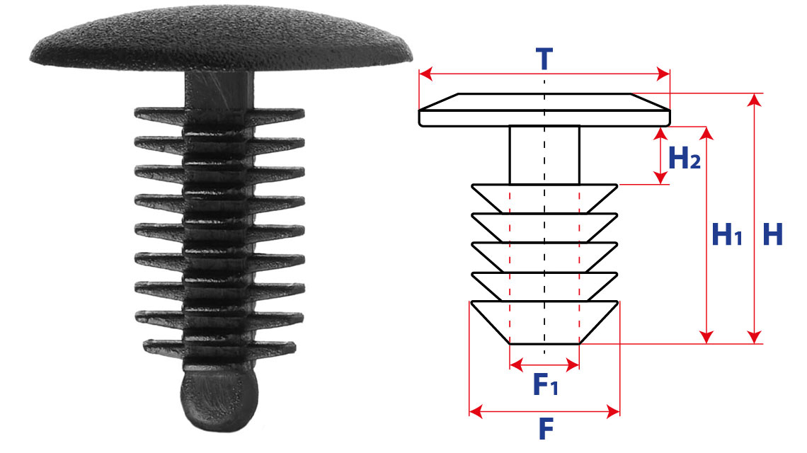 Крепление обшивки, одна шляпка типа ель 10376