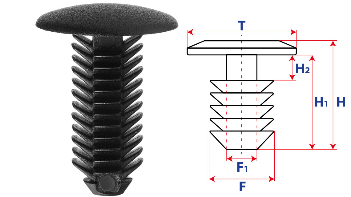 Крепление обшивки, одна шляпка типа ель 10393