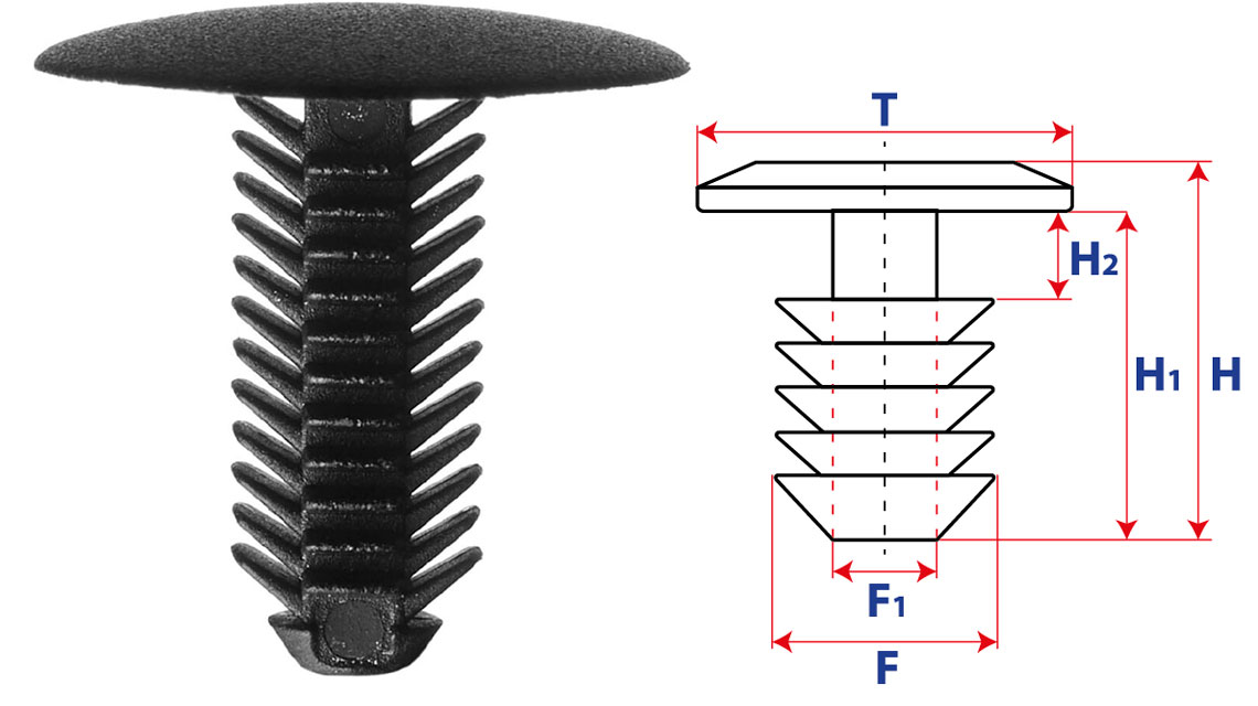 Крепление обшивки, одна шляпка типа ель 10394