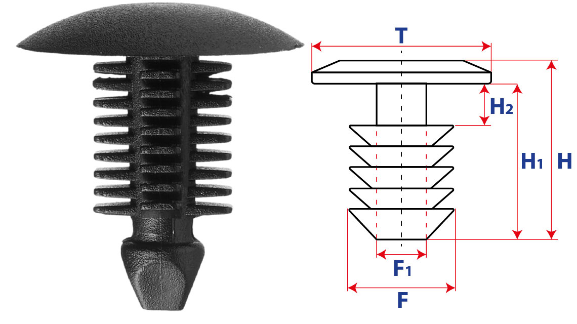 Крепление обшивки, одна шляпка типа ель 10423