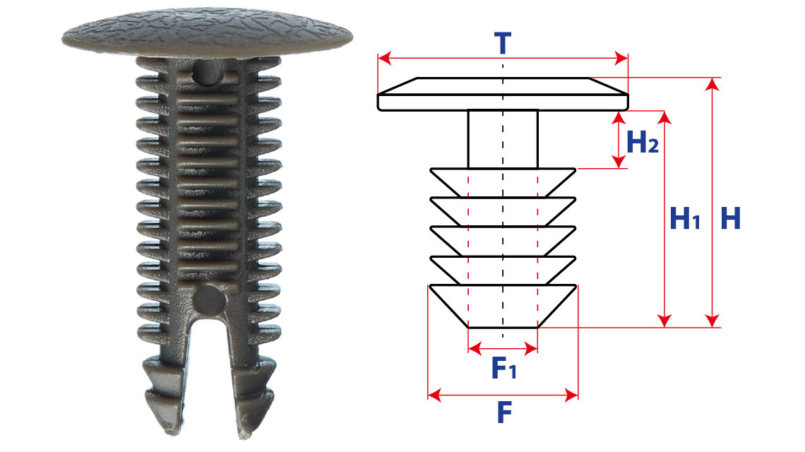 Крепление обшивки, одна шляпка типа ель 10465