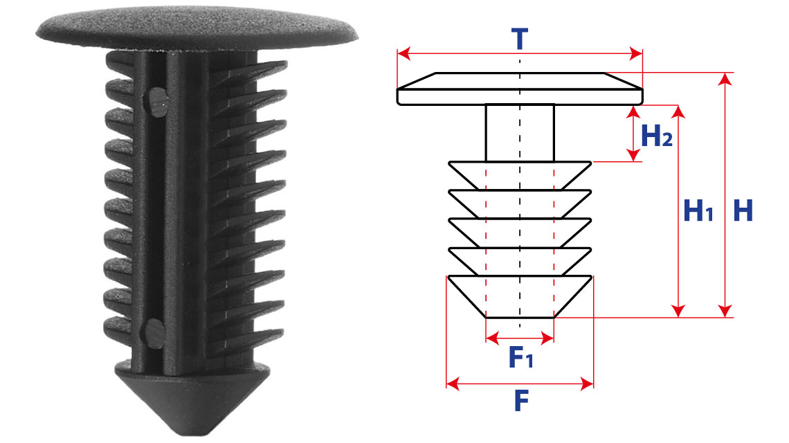 Крепление обшивки, одна шляпка типа ель 10636