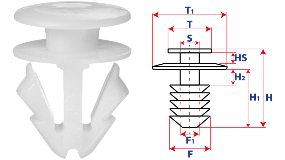 Крепление обшивки-молдингов, две и более шляпок с круглой шляпкой 15043