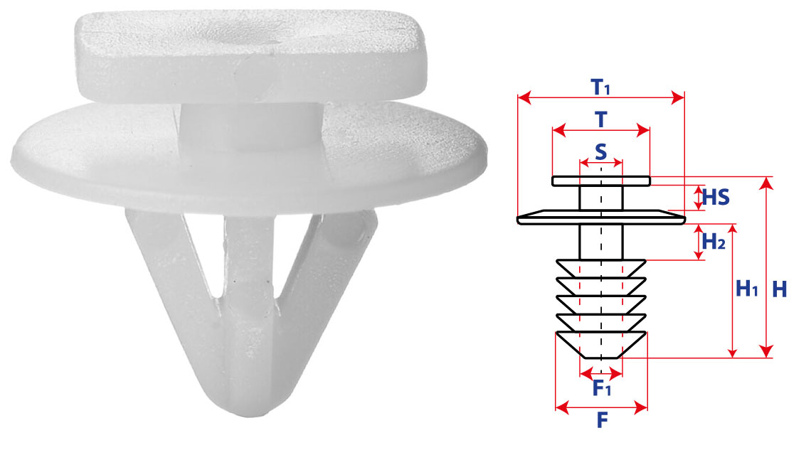 Крепление обшивки-молдингов, две и более шляпок с круглой шляпкой 15045