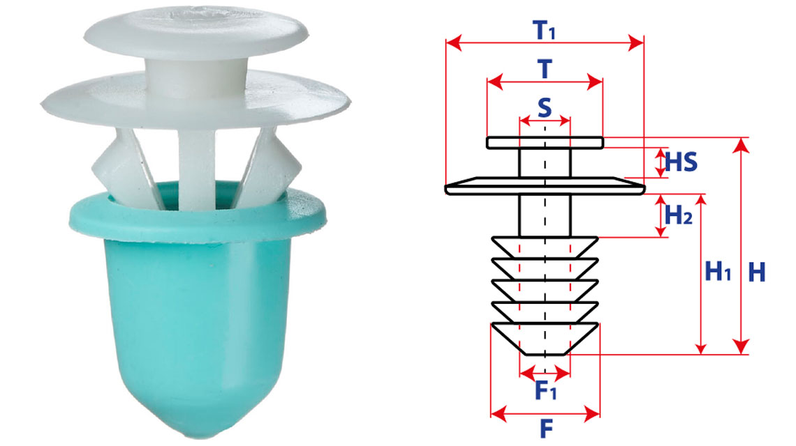 Крепление обшивки-молдингов, две и более шляпок с круглой шляпкой 15049