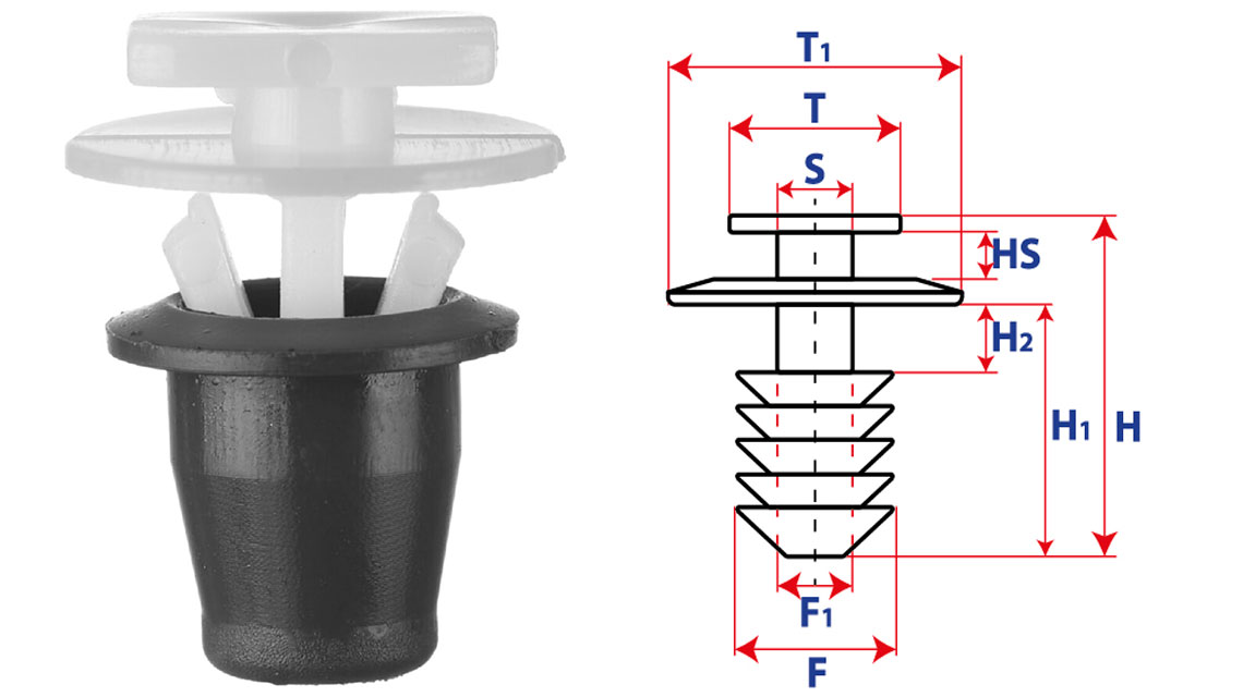 Крепление обшивки-молдингов, две и более шляпок с круглой шляпкой 15050