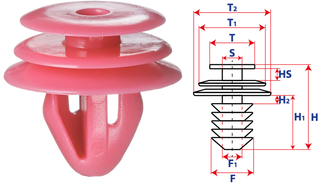 Крепление обшивки-молдингов, две и более шляпок с круглой шляпкой 15092