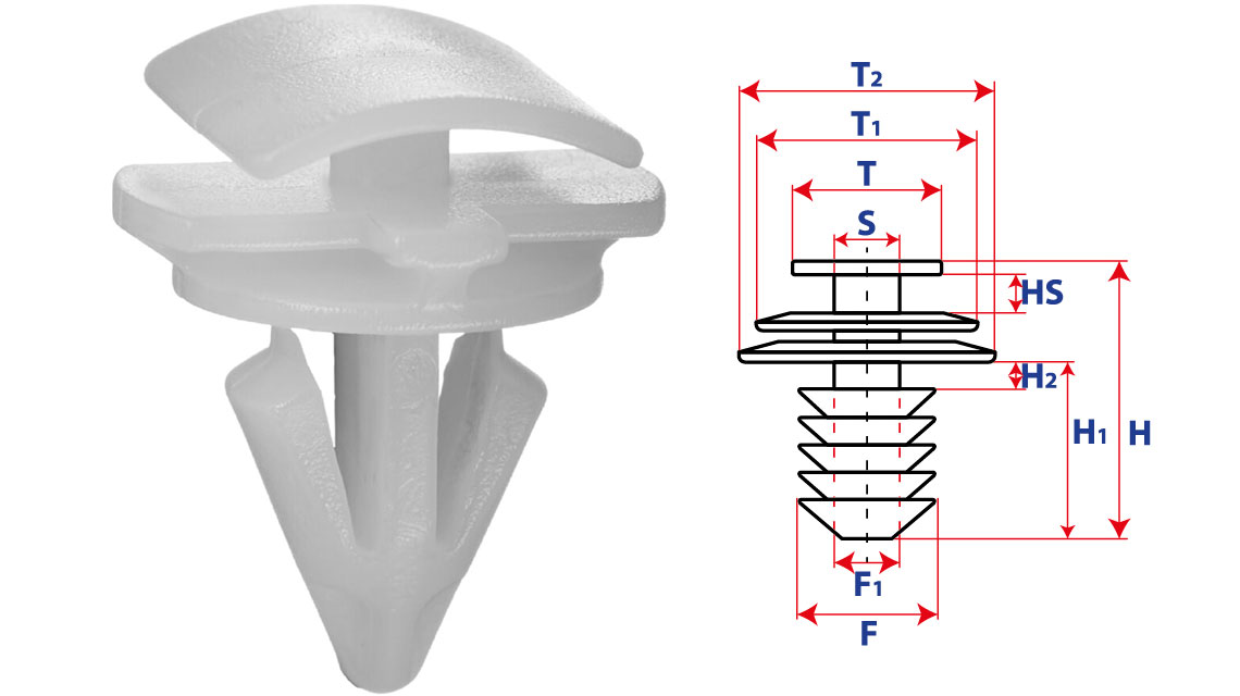 Крепление обшивки-молдингов, две и более шляпок с круглой шляпкой 15160