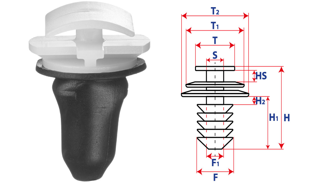 Крепление обшивки-молдингов, две и более шляпок с круглой шляпкой 15161