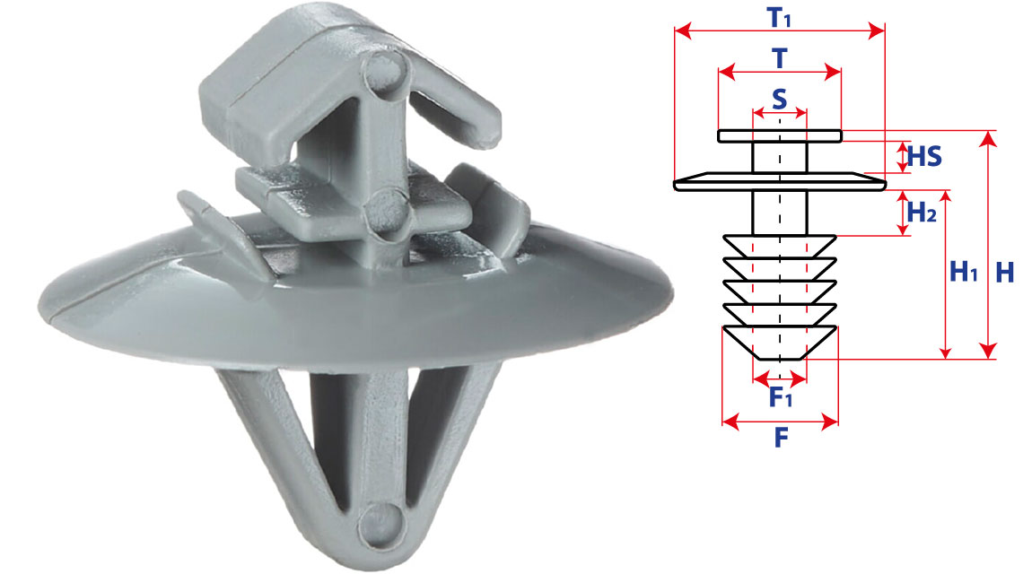 Крепление обшивки-молдингов, две и более шляпок с круглой шляпкой 15186