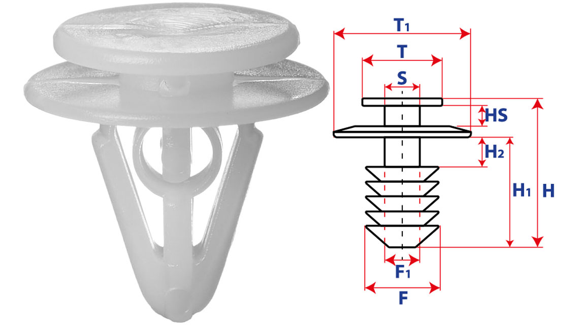 Крепление обшивки-молдингов, две и более шляпок с круглой шляпкой 15290
