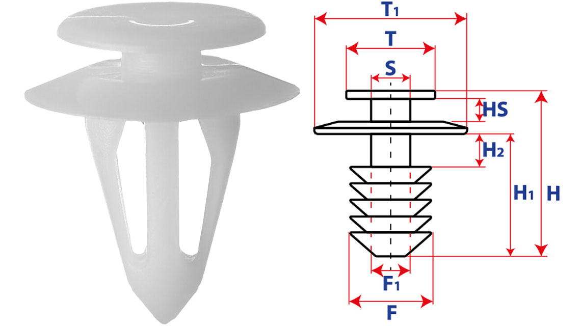 Крепление обшивки-молдингов, две и более шляпок с круглой шляпкой 15297