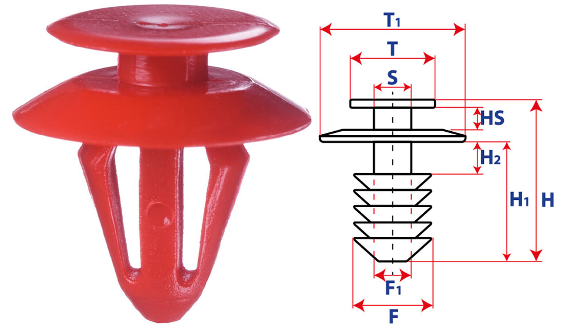 Крепление обшивки-молдингов, две и более шляпок с круглой шляпкой 15301