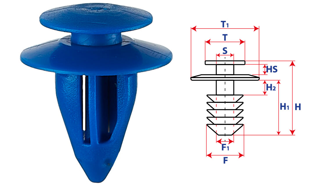 Крепление обшивки-молдингов, две и более шляпок с круглой шляпкой 15302