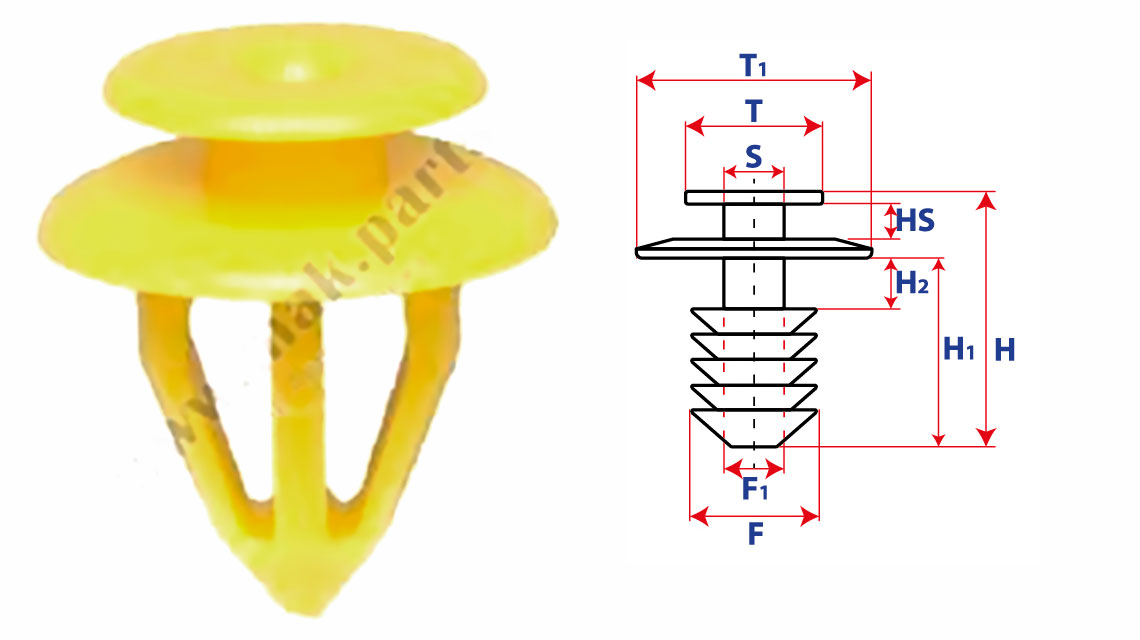 Крепление обшивки-молдингов, две и более шляпок с круглой шляпкой 15303