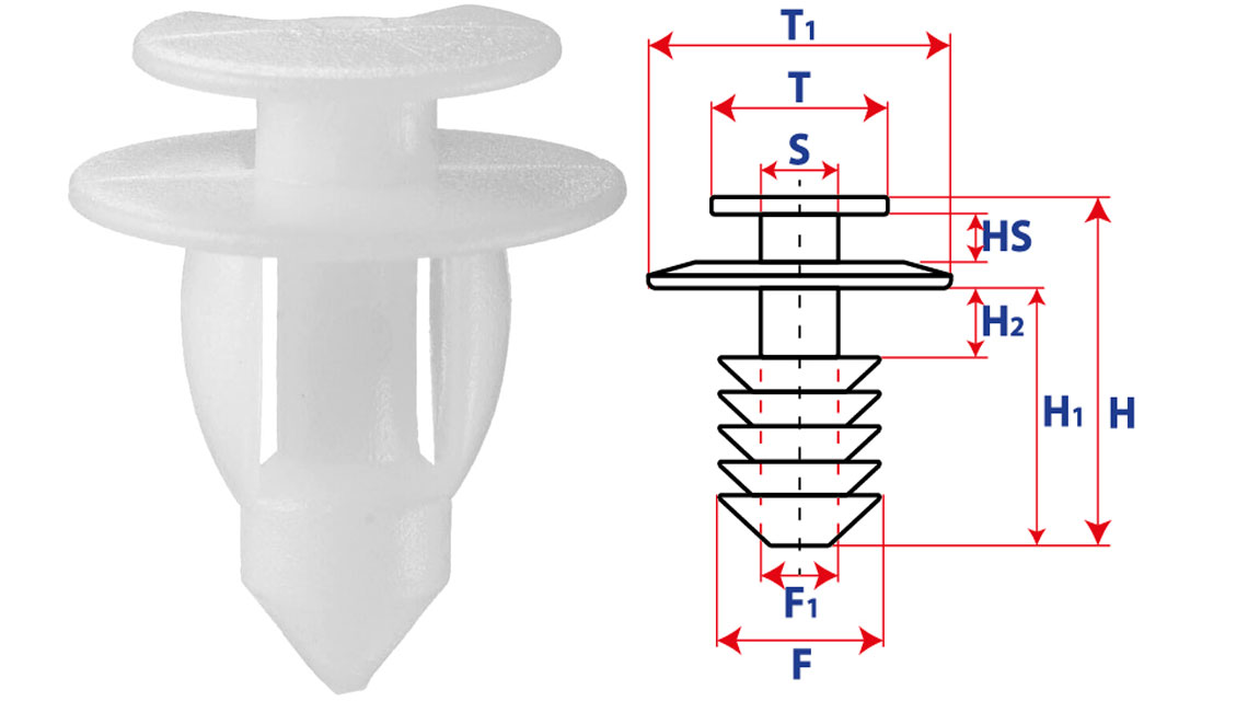 Крепление обшивки-молдингов, две и более шляпок с круглой шляпкой 15305