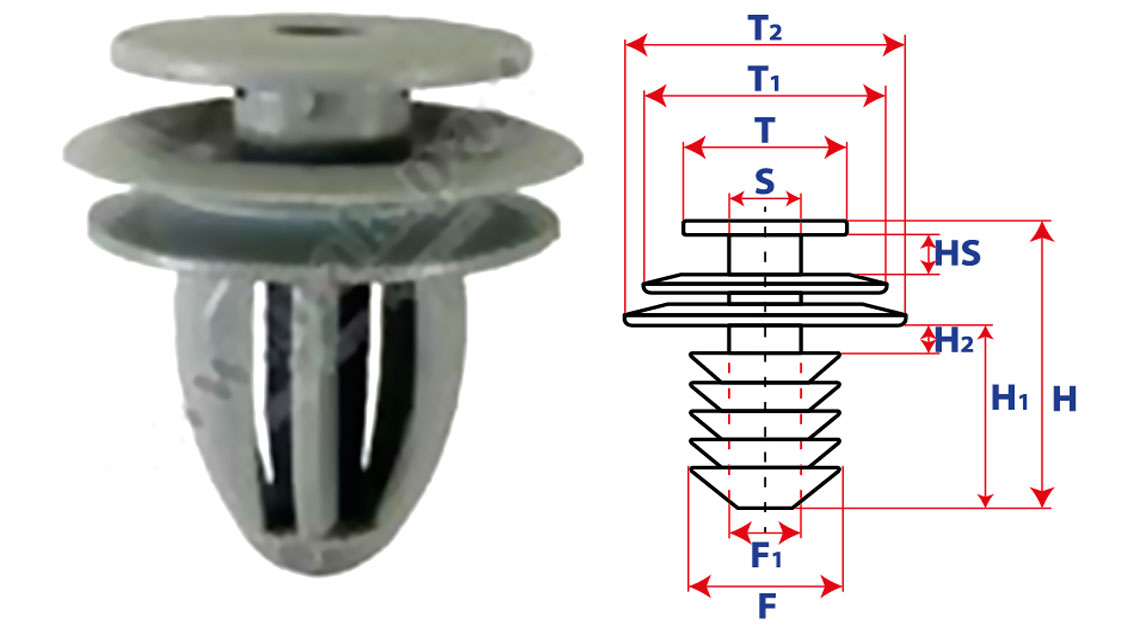 Крепление обшивки-молдингов, две и более шляпок с круглой шляпкой 15319