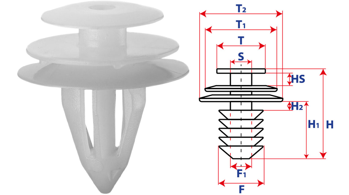 Крепление обшивки-молдингов, две и более шляпок с круглой шляпкой 15327