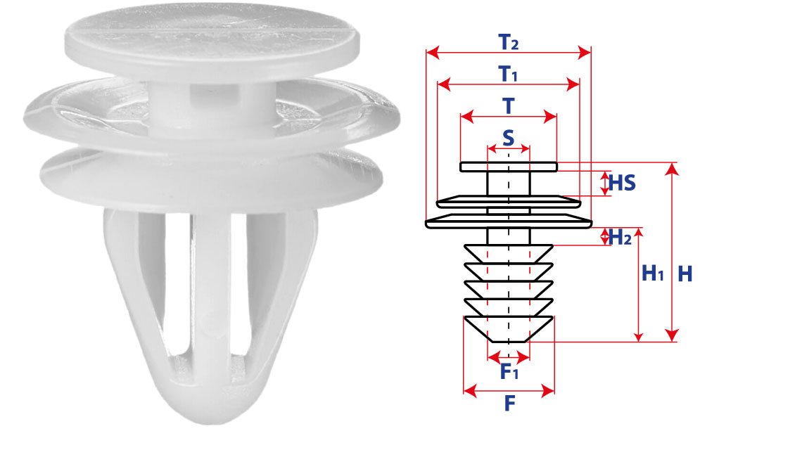 Крепление обшивки-молдингов, две и более шляпок с круглой шляпкой 15332