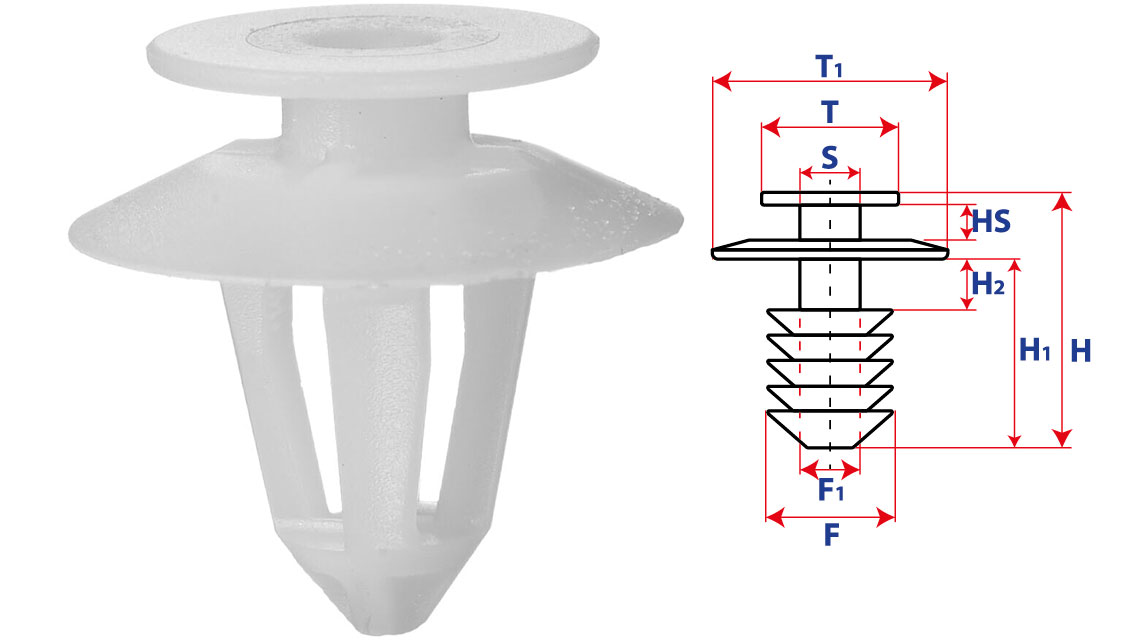 Крепление обшивки-молдингов, две и более шляпок с круглой шляпкой 15384