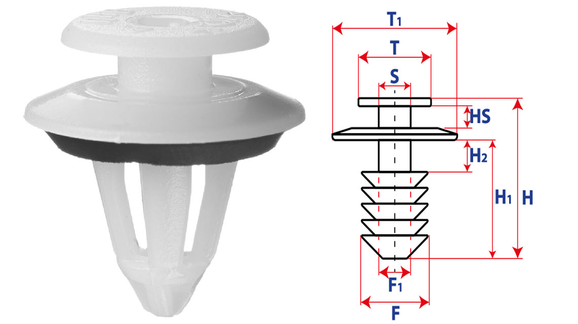 Крепление обшивки-молдингов, две и более шляпок с круглой шляпкой 15395